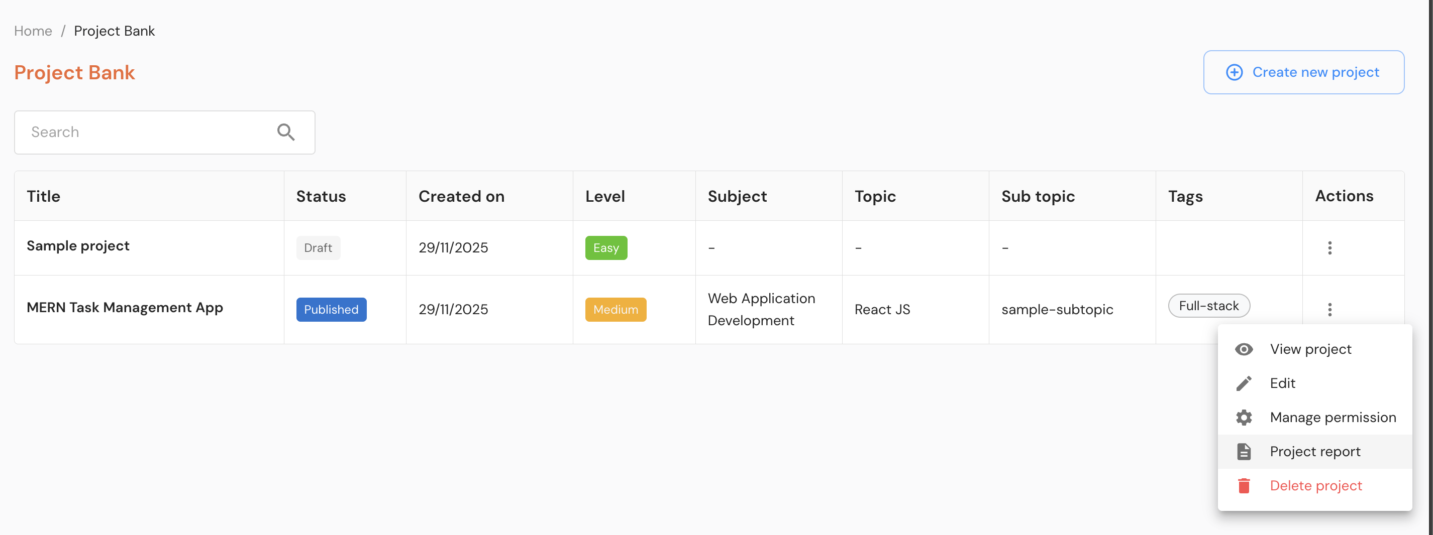 Project List